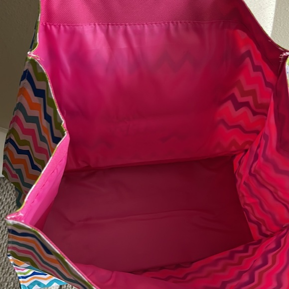 NWT Multicolored Lined Canvas Shopping Tote “You Can Never Have Too Much Happy” - Picture 3 of 8